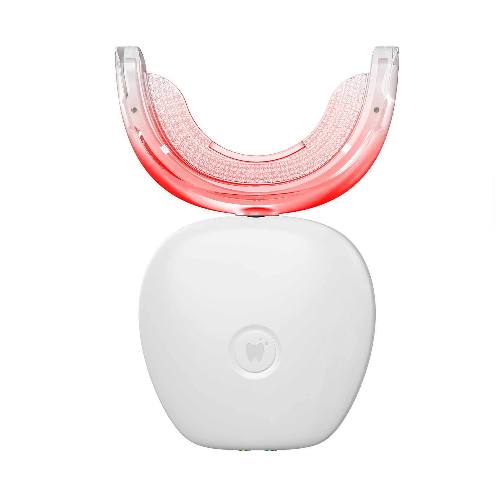 HealRay dual-light therapy device with red mouthpiece glowing